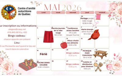 Calendrier d’activités de mai pour le programme aînés – Innishun